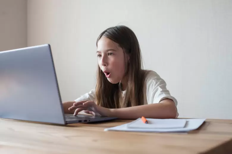 NI�A MIRANDO LA PC