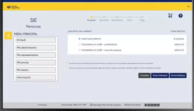 telegramas y cd por correo