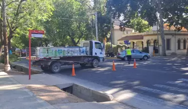 Corte de calle en el centro