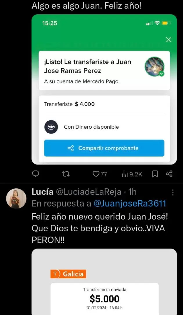 Las donaciones recibidas que publicaron otros usuarios.