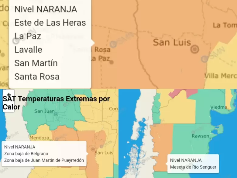 Alerta Naranja: Mendoza, San Luis y Chubut