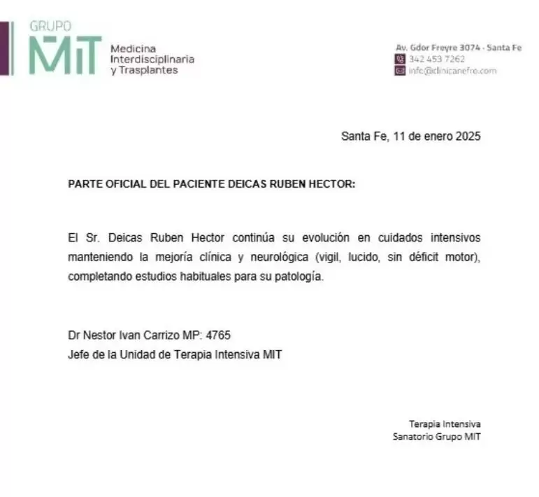 Qué dice el nuevo parte médico de Cacho, cantante de Los Palmeras