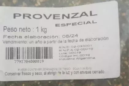 Provenzal Especial. ANMAT