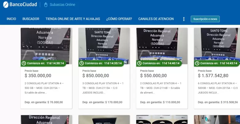 Subastas / web: Banco Ciudad