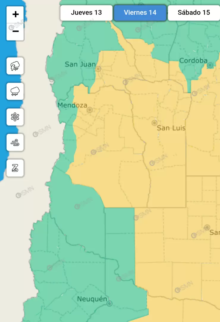 Mapa alertas SMN