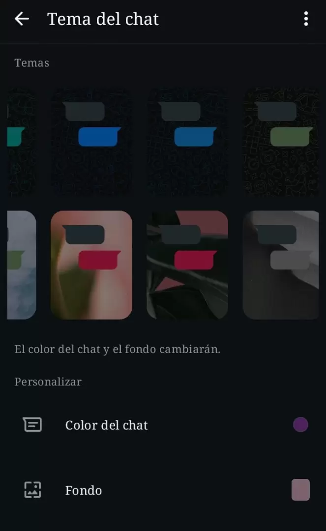 Personalizar chats