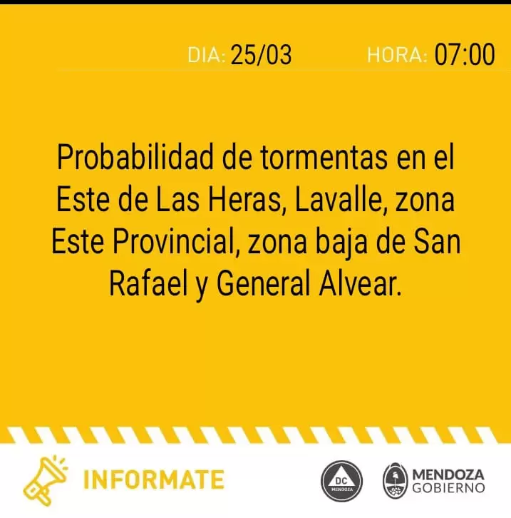 Alerta: Martes 25 de marzo