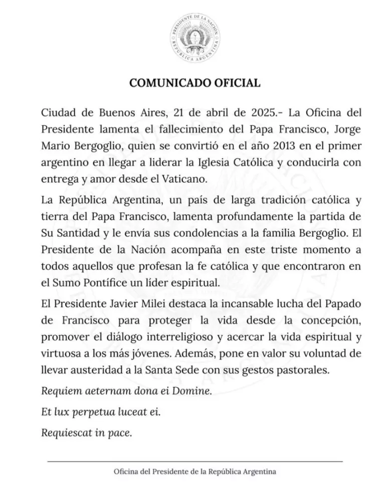muerte del papa-oficina del presidente