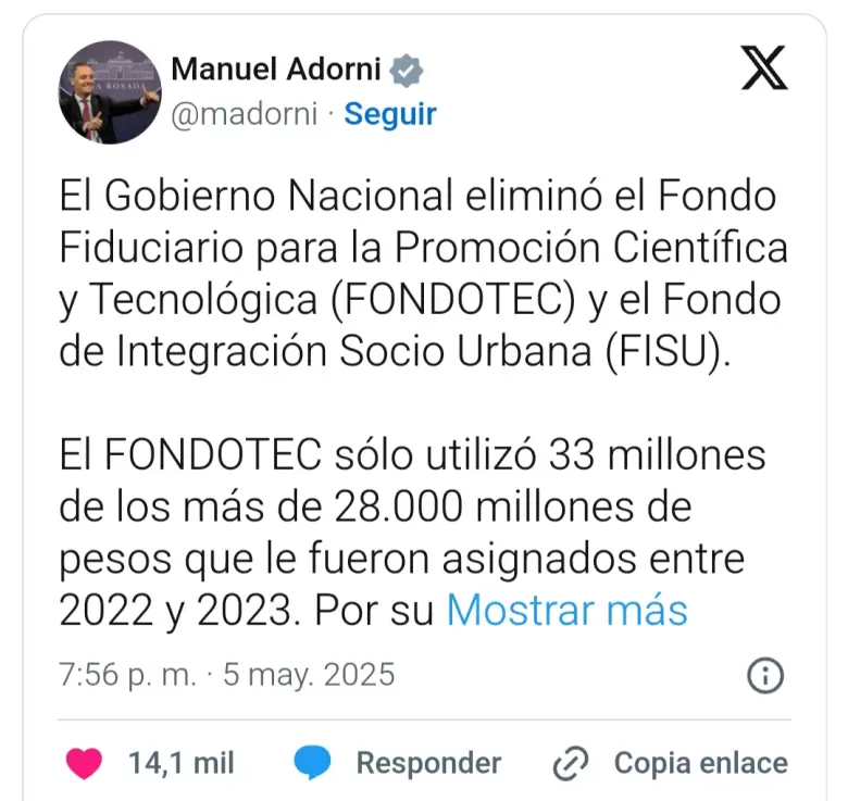 anuncio de adorni