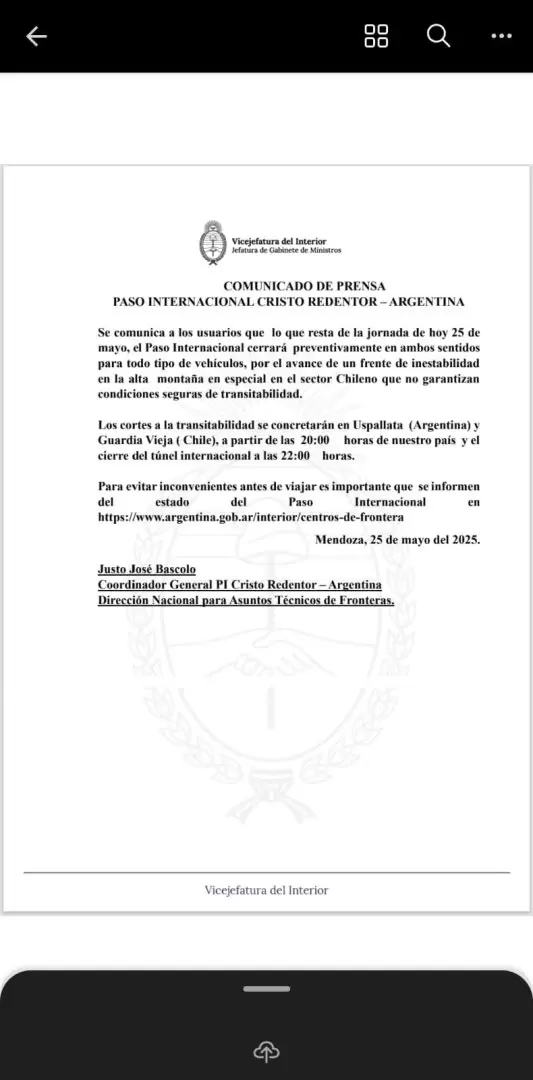 cierre del paso