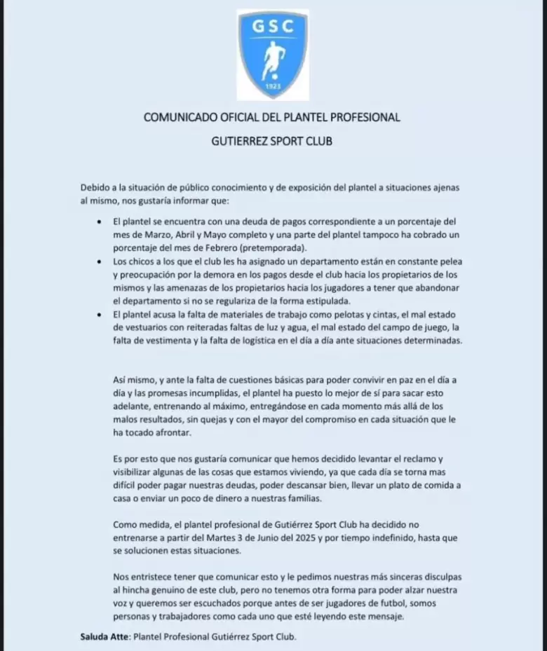 comunicado gutierrez