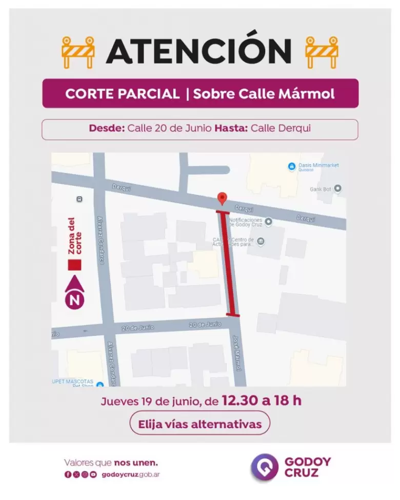 Corte parcial en Godoy Cruz
