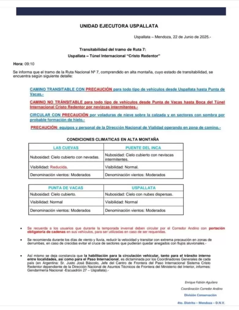 Transitabilidad en alta montana 22 de junio