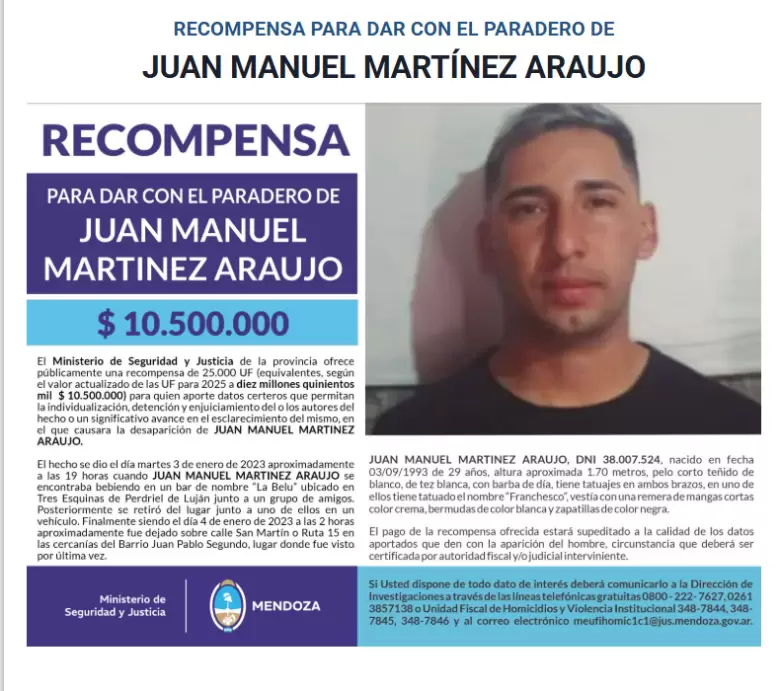juan Manuel Martínez, desaparecido en Mendoza