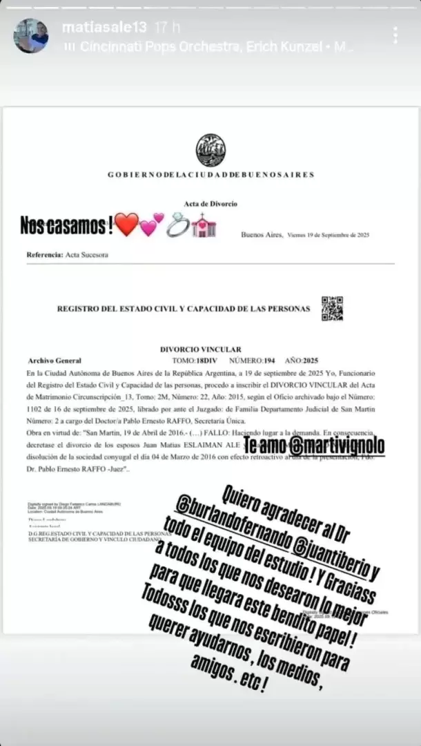 Casamiento de Matías Alé