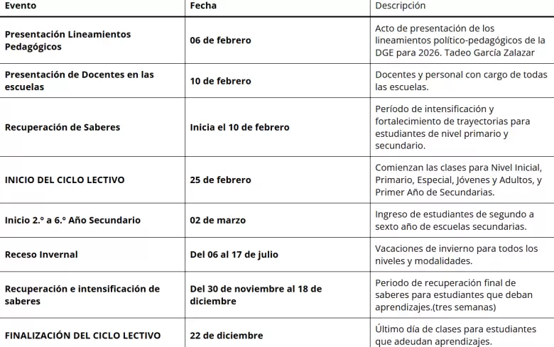 calendario escolar 2026