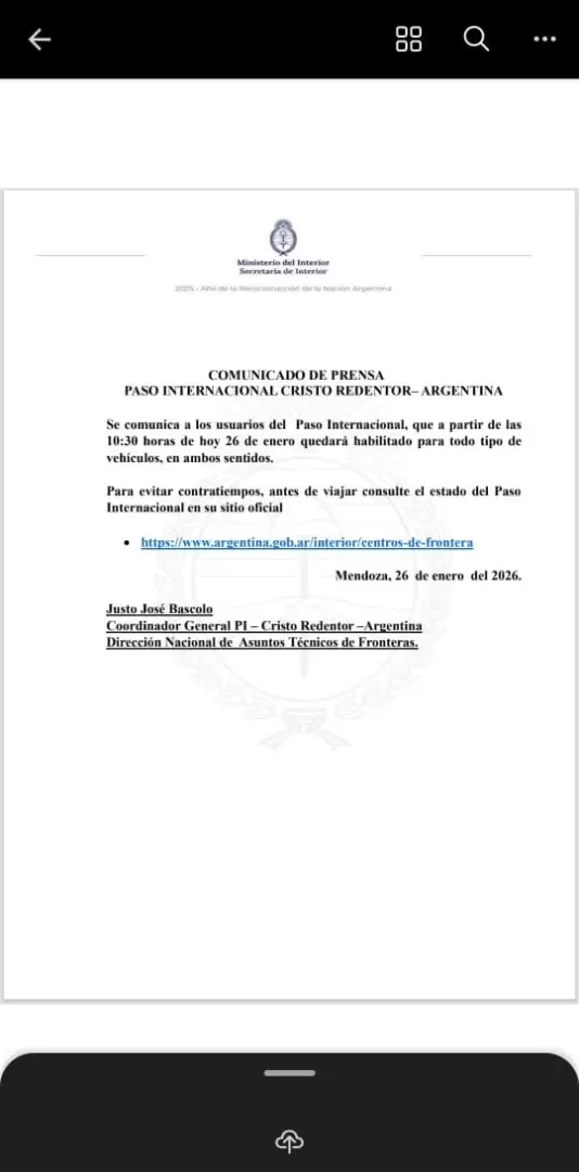 paso a Chile 26 de enero