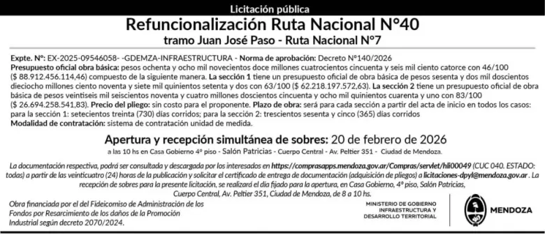 licitación obra Acceso Sur