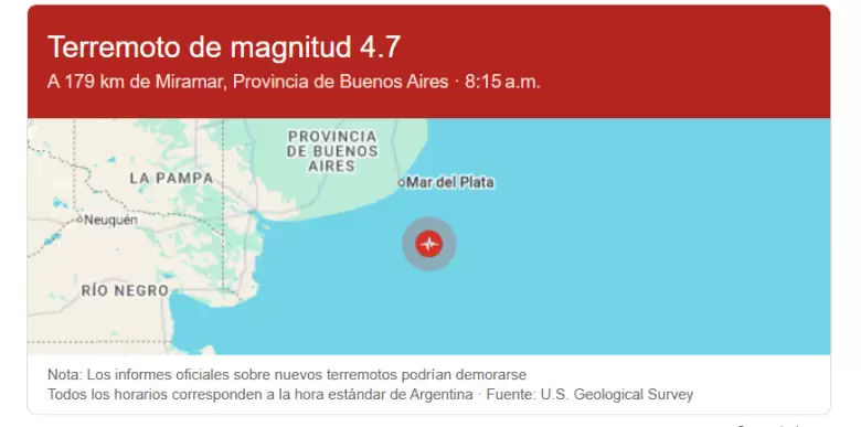 TEMBLOR MAR DEL PLATA