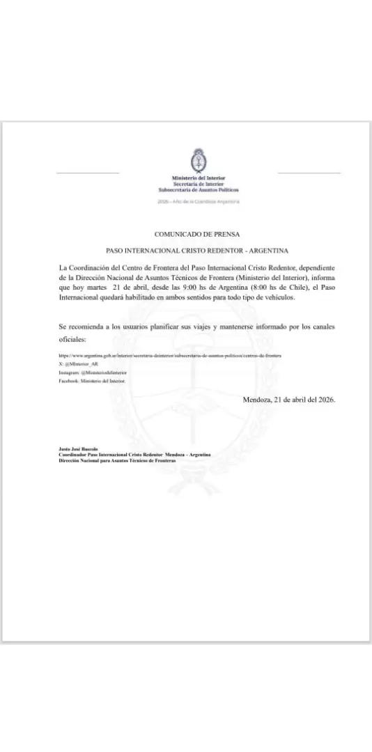 paso a Chile 21 de abril