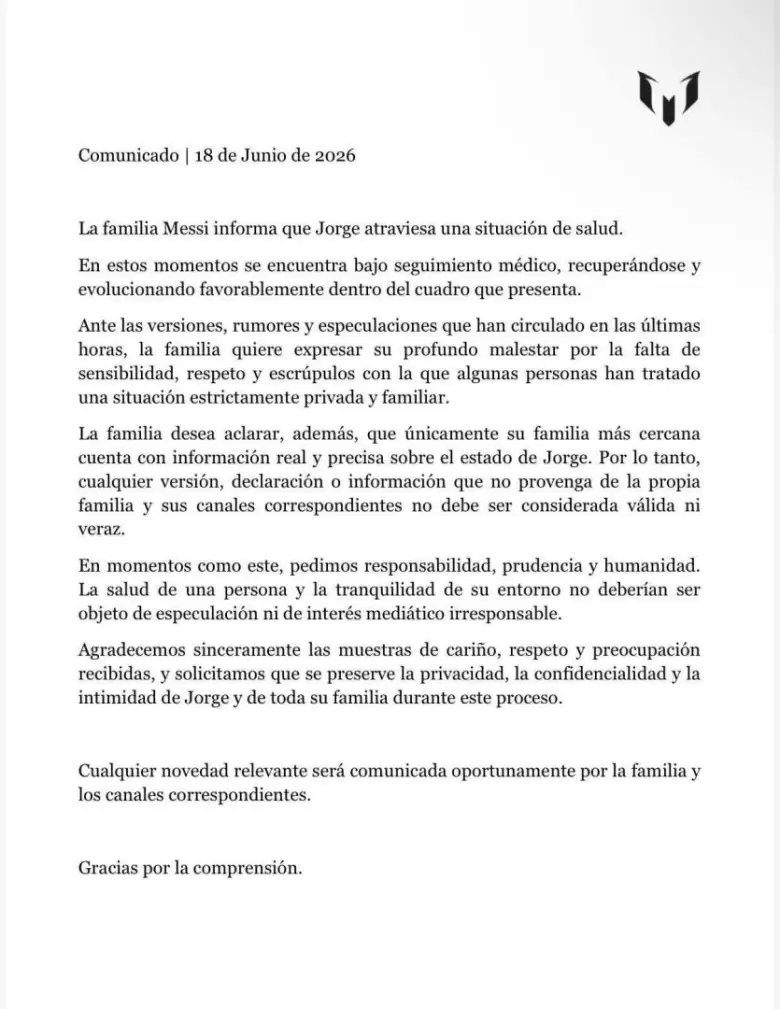 comunicado familia Messi