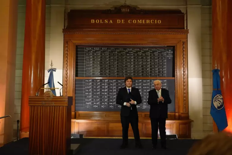Milei - bolsa de comercio
